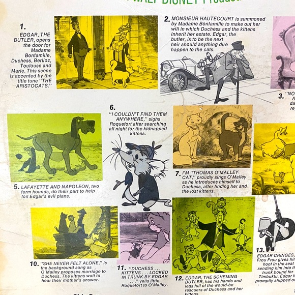 WALT DISNEY PRODUCTIONS VTG 1970 THE ARISTOCATS DISNEYLAND VINYL RECORD DQ-1333 - Picture 12 of 16